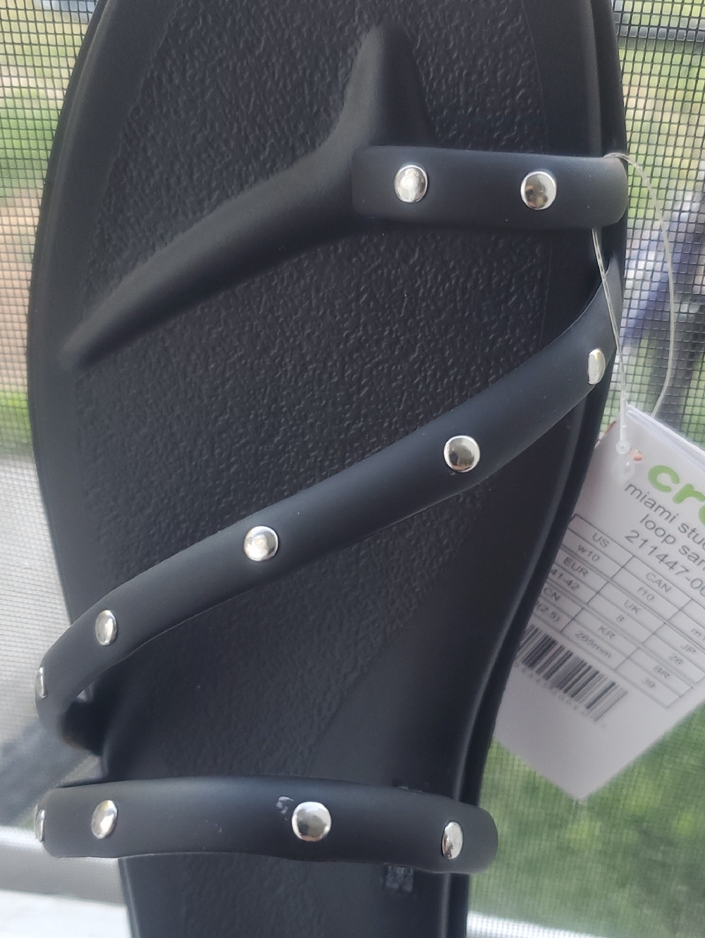CROCS Women's Black Strappy Sandals with Silver Studs Size 10 NEW - Picture 5 of 6